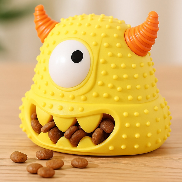 Talking Dog Club Monster Head Tough Rubber Chew Toy for Dogs (Yellow)
