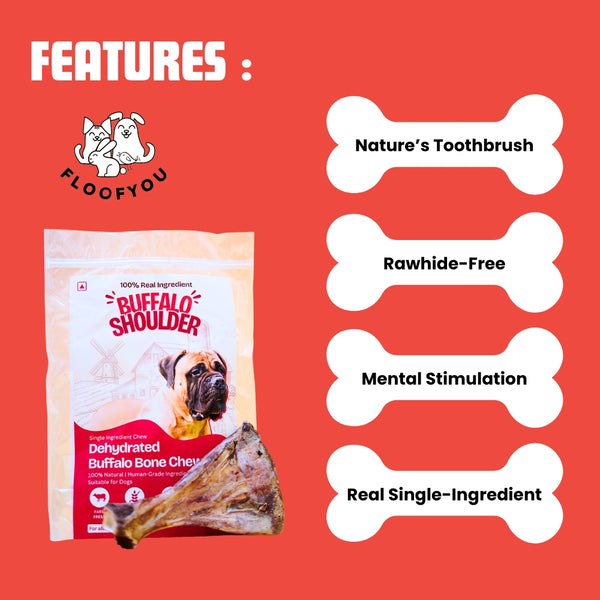 Floofyou Air Dried Buffalo Shoulder Bone Dental Chew Dog Treats