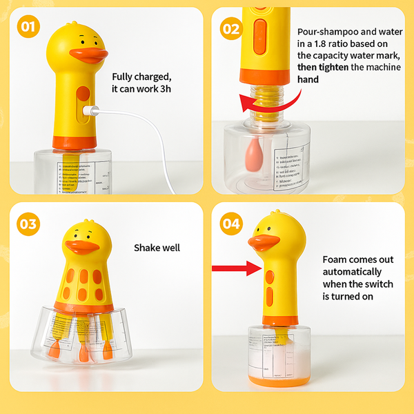 Talking Dog Club Oh Duck Shampoo Dispenser Spray with Free Bath brush for Dogs and Cats (Yellow)