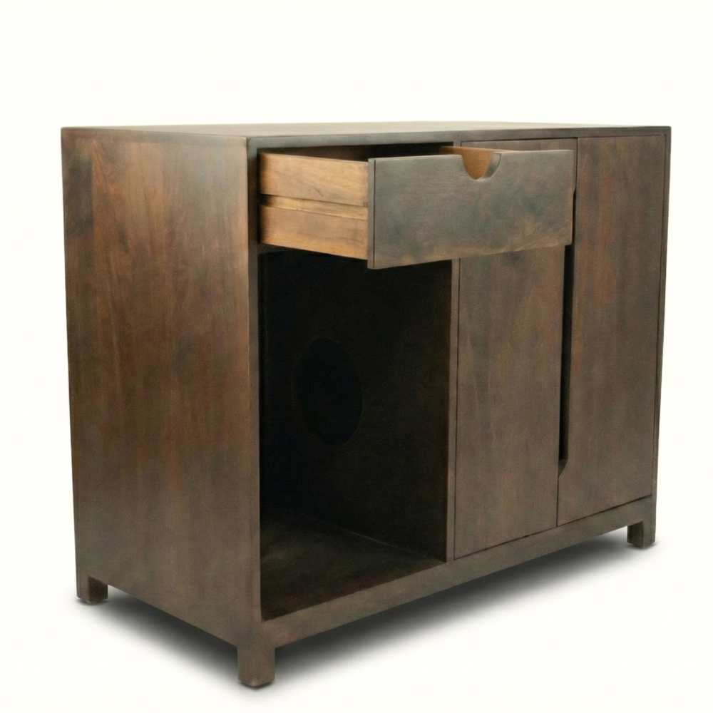 FurryLiving Paco Litter Cabinet for Cats (Dark Brown) Cats-Furniture FurryLiving Dropship