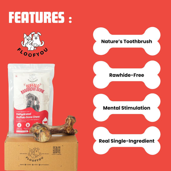 FloofYou Air Dried Buffalo Marrow Bone Chew Dog Treats