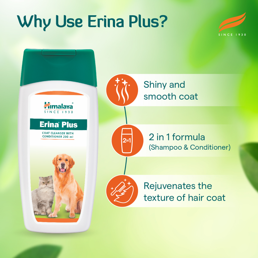 Himalaya Erina Plus Coat Cleanser with Conditioner for Dogs and Cats (Limited Shelf Life) Dogs-Grooming Supplies Himalaya