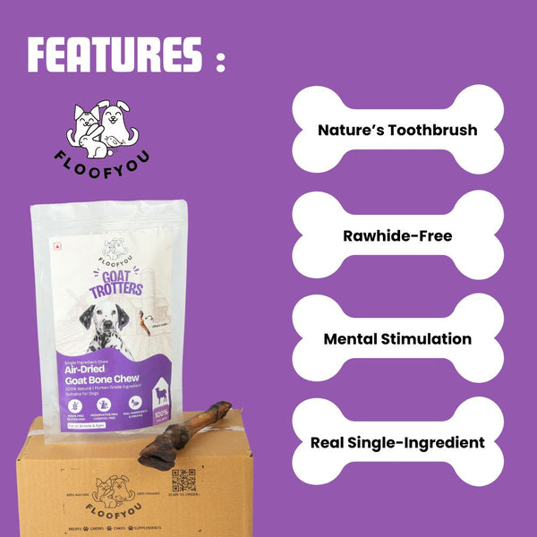 FloofYou Air Dried Goat Trotter Bone Chew Dog Treats