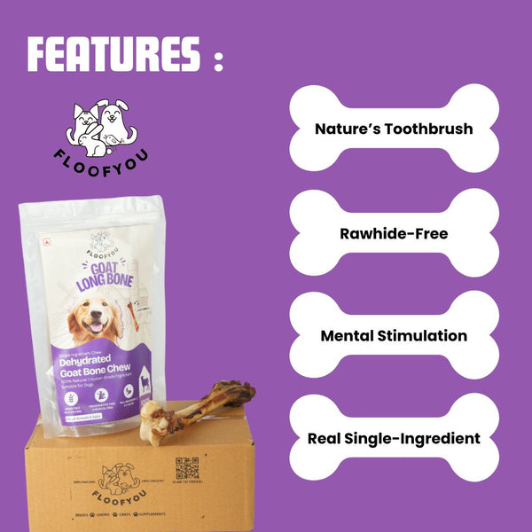 FloofYou Air Dried Goat Marrow Bone Chew Dog Treats