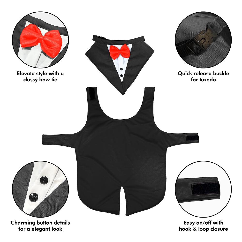 PawsIndia Black and White Tuxedo Suit for Dogs Dogs-Clothing & Accessories Pawsindia Dropship