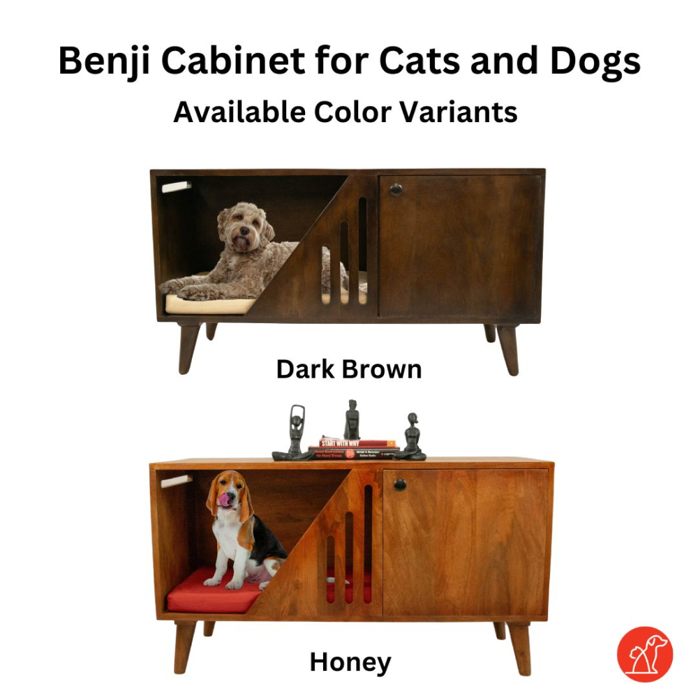 FurryLiving Benji Cabinet with Cushion for Small Dogs and Cats (Dark Brown)
