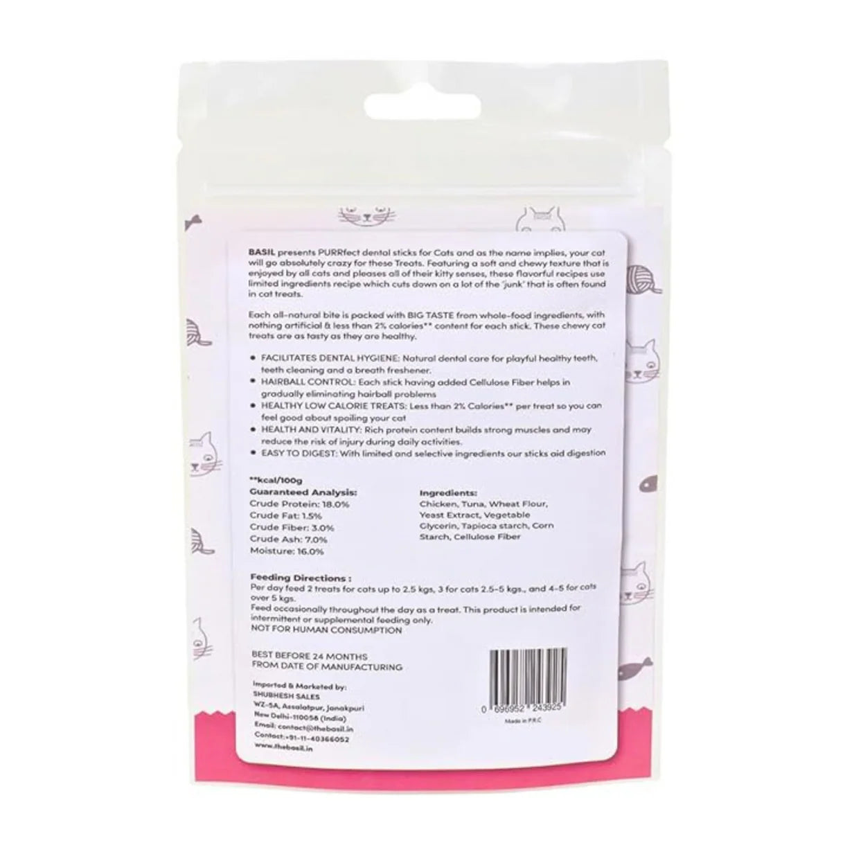 Basil Purrfect Tuna and Chicken Dental Stick Cat Treat Cats-Treats & Others Basil