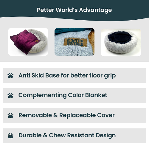 Petter World Anxiety Relieving Donut Bed for Dogs and Cats (Grey)