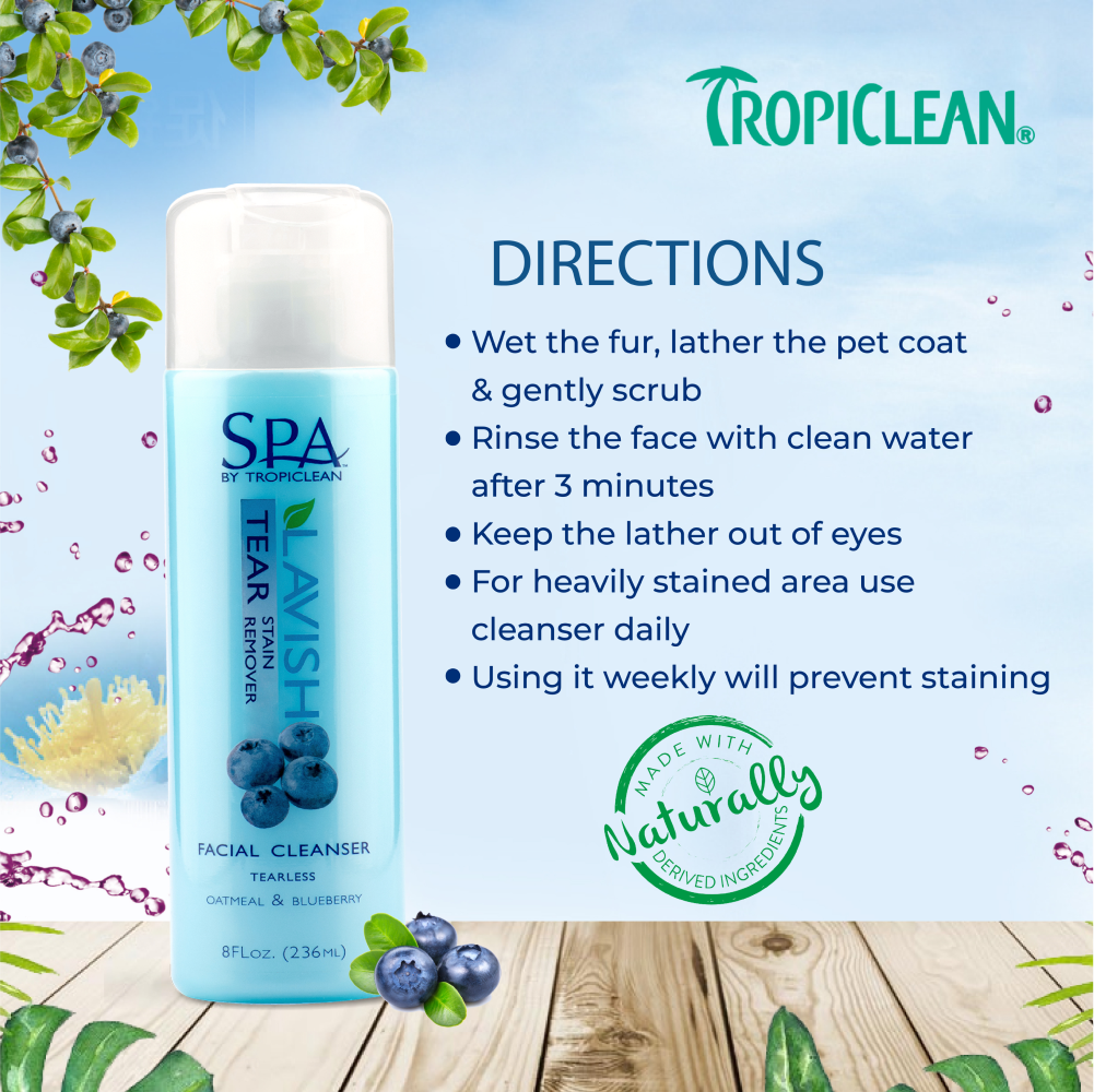 Tropiclean SPA Tear Stain Facial Cleanser for Dogs and Cats
