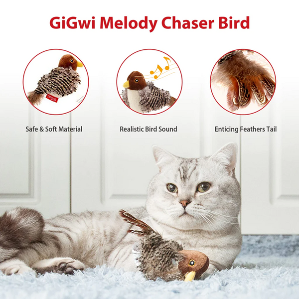 GiGwi Melody Chaser Bird Toy for Cats (Dark Brown)