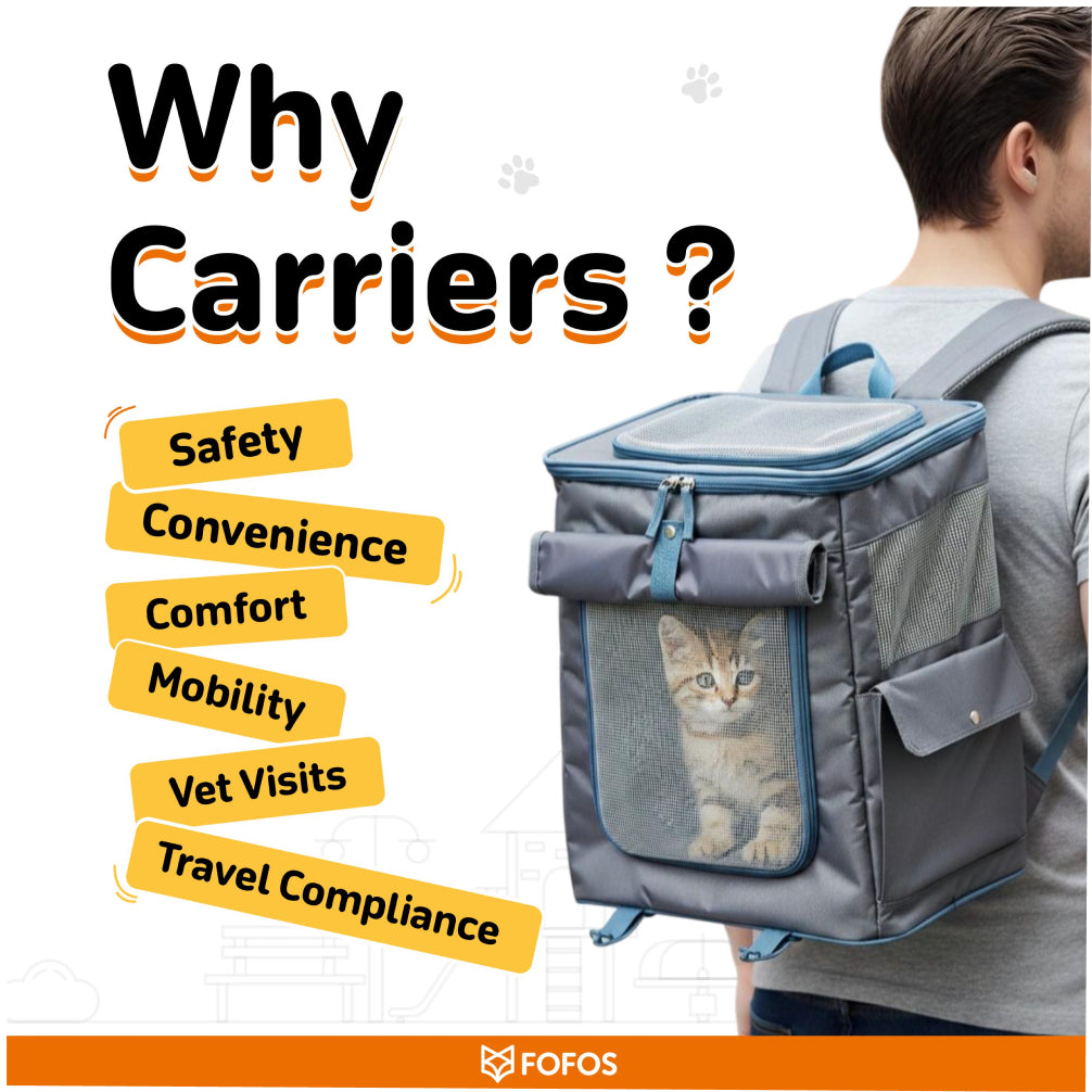 Fofos Backpack Carrier for Dogs and Cats (Grey/Blue) Both-Bedding, Mats & Travel Supplies FOFOS