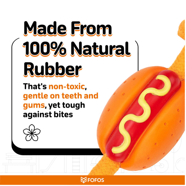 Fofos Hot Dog Shaped Chew Rope Toy for Dogs