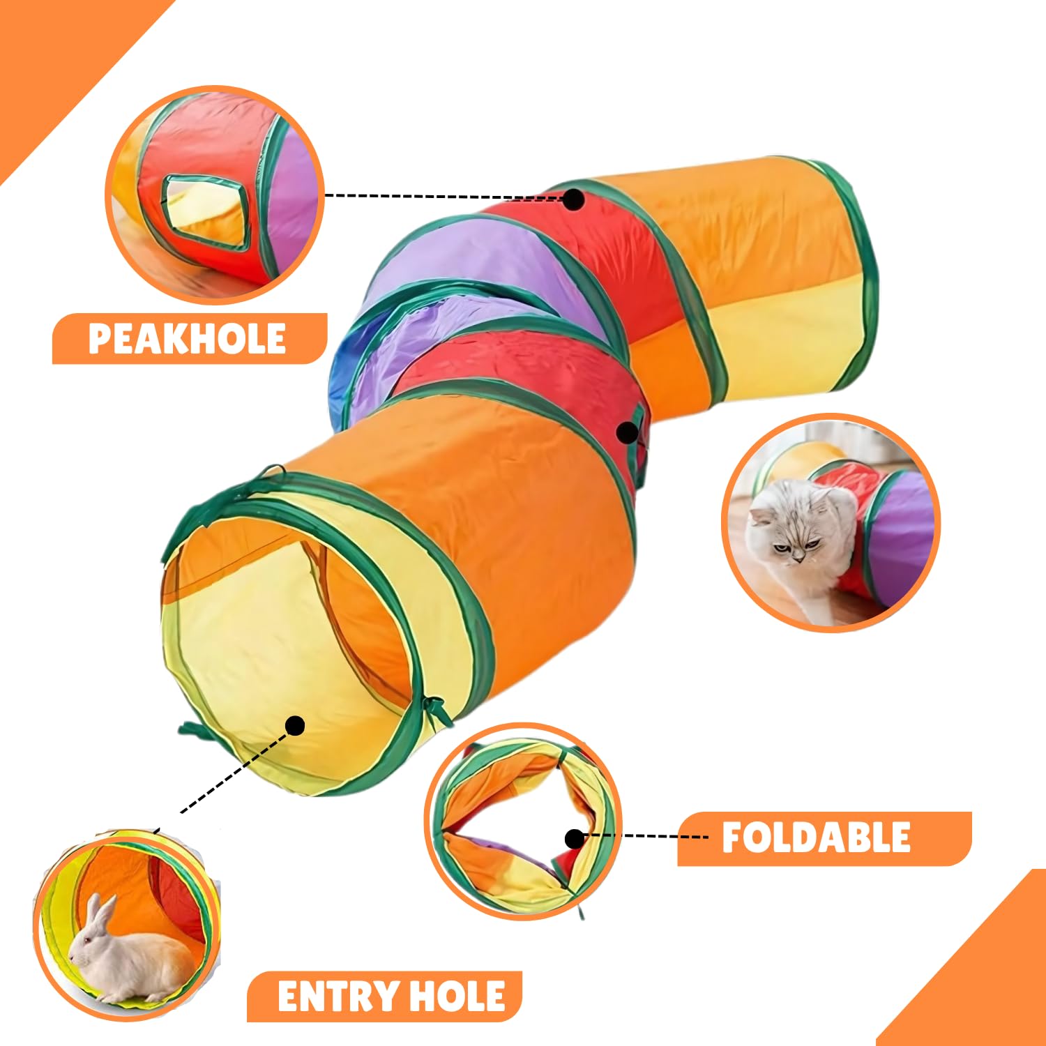 Skatrs Rainbow Tunnel for Kittens & Cats Cats-Toys Skatrs
