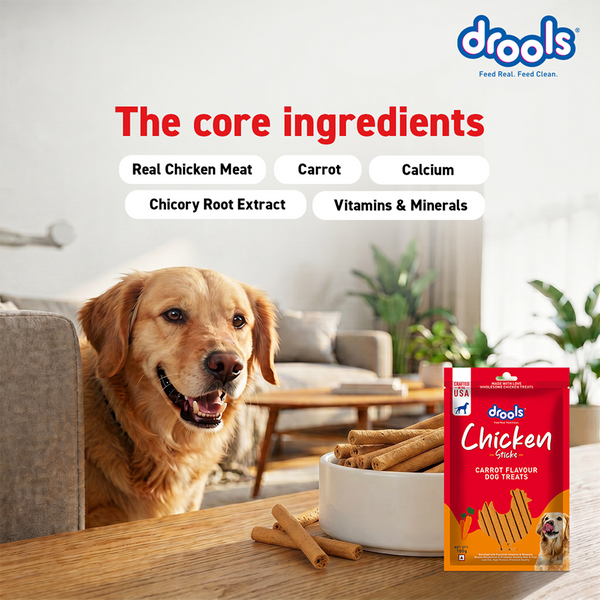 Drools Carrot Flavour Chicken Sticks Treat for Dogs
