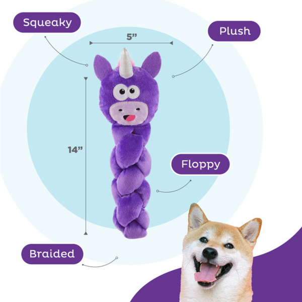Outward Hound Twistiez Unicorn Toy for Dogs (Purple)