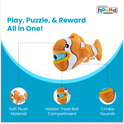 Outward Hound Big Mouth Clown Fish Plush Toy for Dogs (Orange) Dogs-Toys Outward Hound