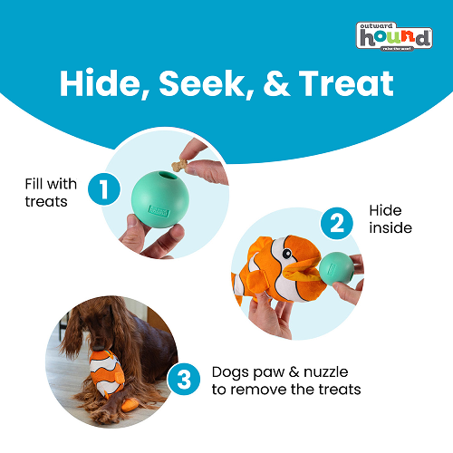 Outward Hound Big Mouth Clown Fish Plush Toy for Dogs (Orange) Dogs-Toys Outward Hound