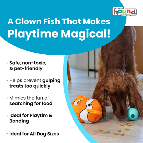 Outward Hound Big Mouth Clown Fish Plush Toy for Dogs (Orange) Dogs-Toys Outward Hound