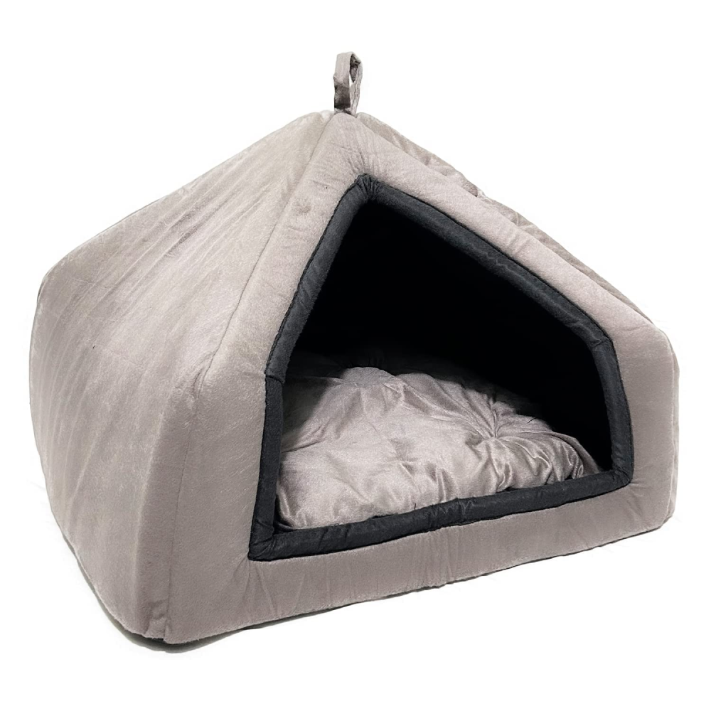 Fluffy's Pawsome Premium Soft Velvet Fabric Bed for Dogs and Cats (Grey) Both-Bedding, Mats & Travel Supplies Fluffy's S