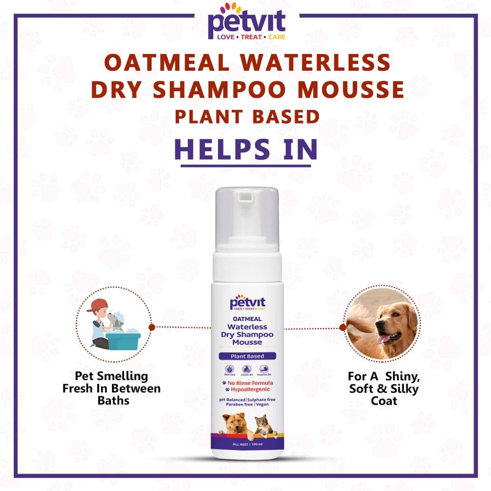 Petvit Oatmeal Waterless Shampoo for Dogs and Cats