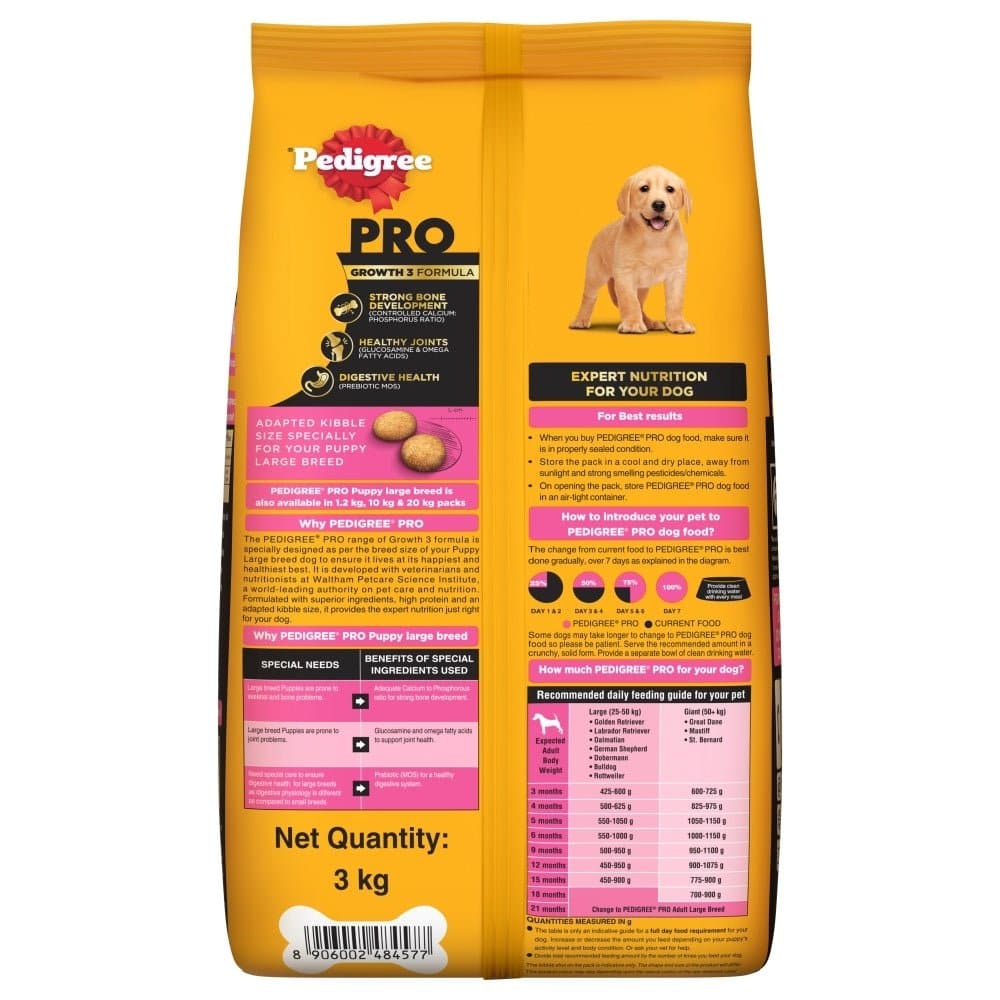 Pedigree PRO Expert Nutrition for Large Breed Puppy Dry and Chicken Chunks in Gravy Puppy Wet Food Combo