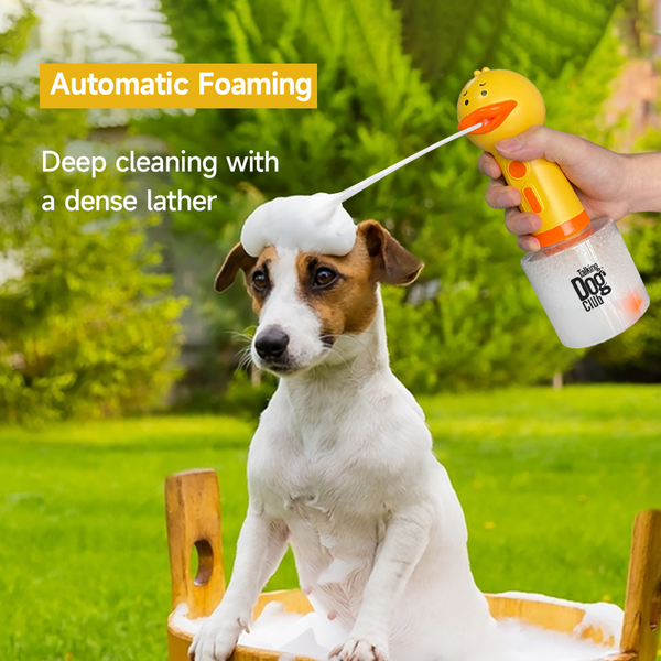 Talking Dog Club Oh Duck Shampoo Dispenser Spray with Free Bath brush for Dogs and Cats (Yellow)