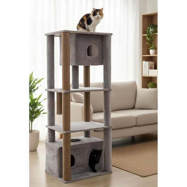 Furrlovers Large Multilevel Cat Tree Tower with Scratching Posts & Condo (Grey)