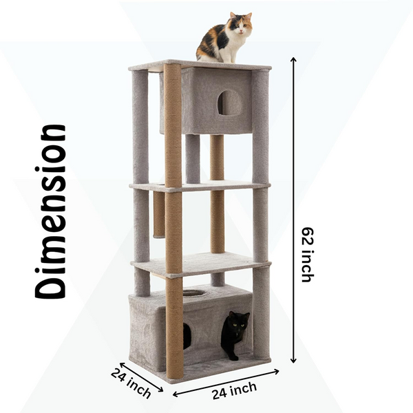 Furrlovers Large Multilevel Cat Tree Tower with Scratching Posts & Condo (Grey)