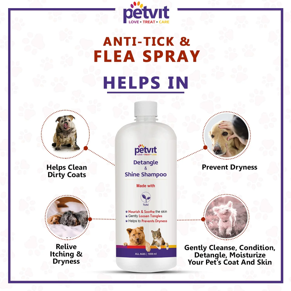 Petvit Detangle & Shine Pet Shampoo for Dogs and Cats