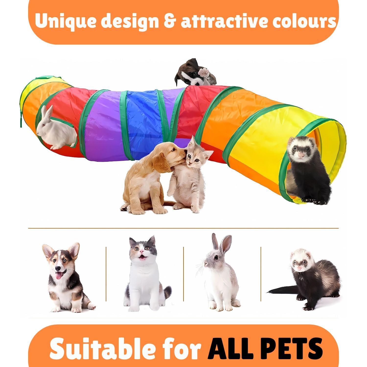 Skatrs Rainbow Tunnel for Kittens & Cats Cats-Toys Skatrs