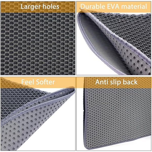 Skatrs Double Layer Litter Mat for Cats (Grey/Black)