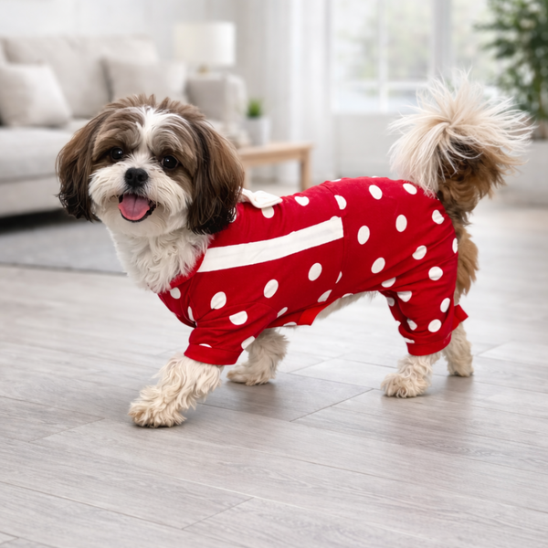 Pawgypets Polka Onesie Tshirt for Dogs (Maroon)