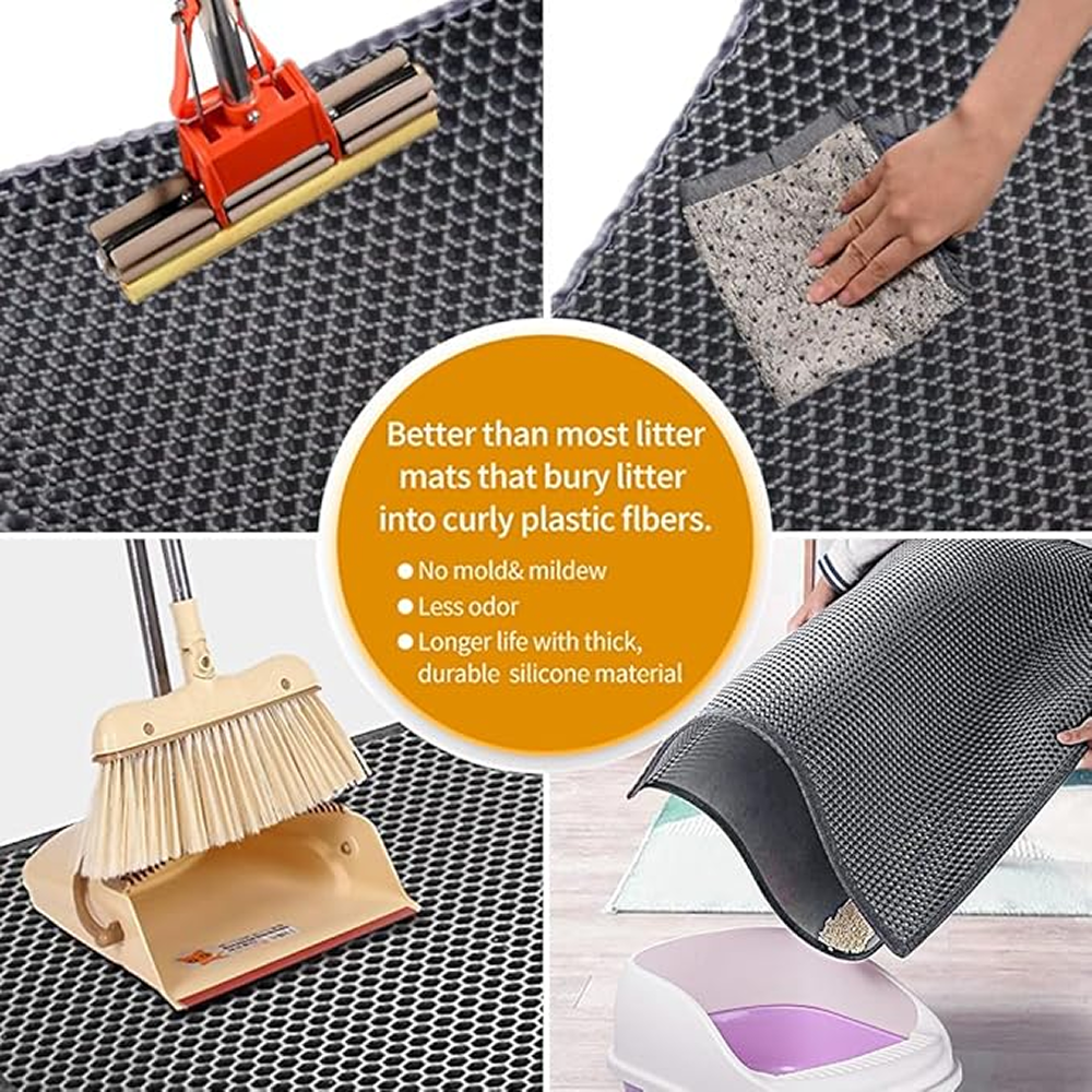 Skatrs Double Layer Litter Mat for Cats (Grey/Black) Litter Supplies Skatrs