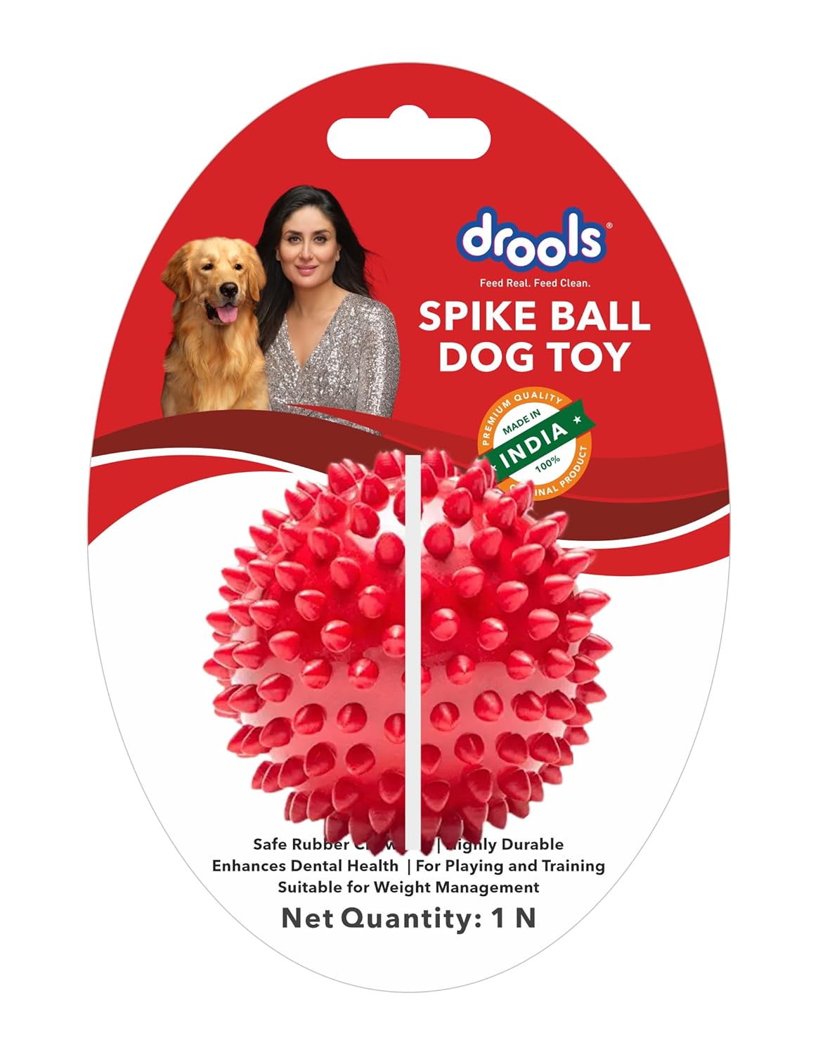 Drools Non Toxic Rubber Stud Spike Hard Ball Chew Teething Toy for Puppies and Dogs | For Aggressive Chewers Dogs-Toys Drools