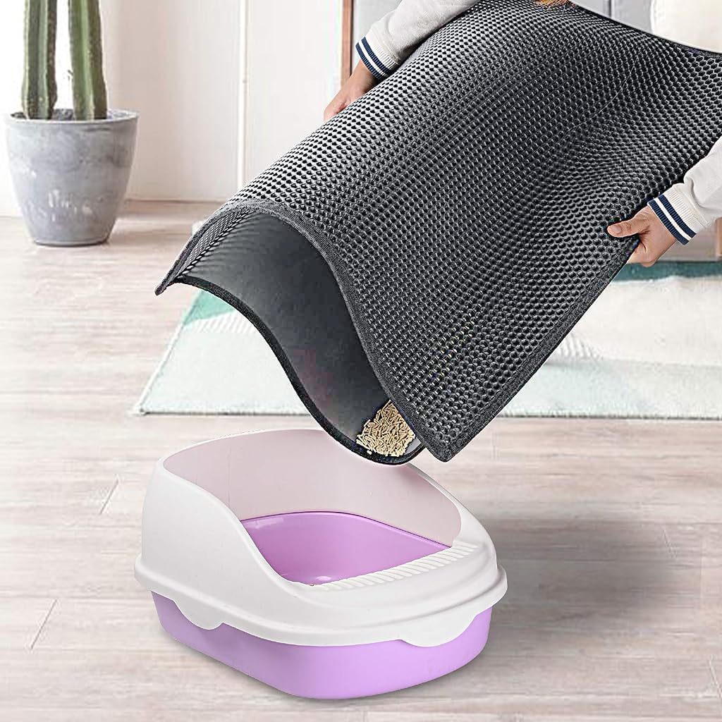 Skatrs Double Layer Litter Mat for Cats (Grey/Black) Litter Supplies Skatrs