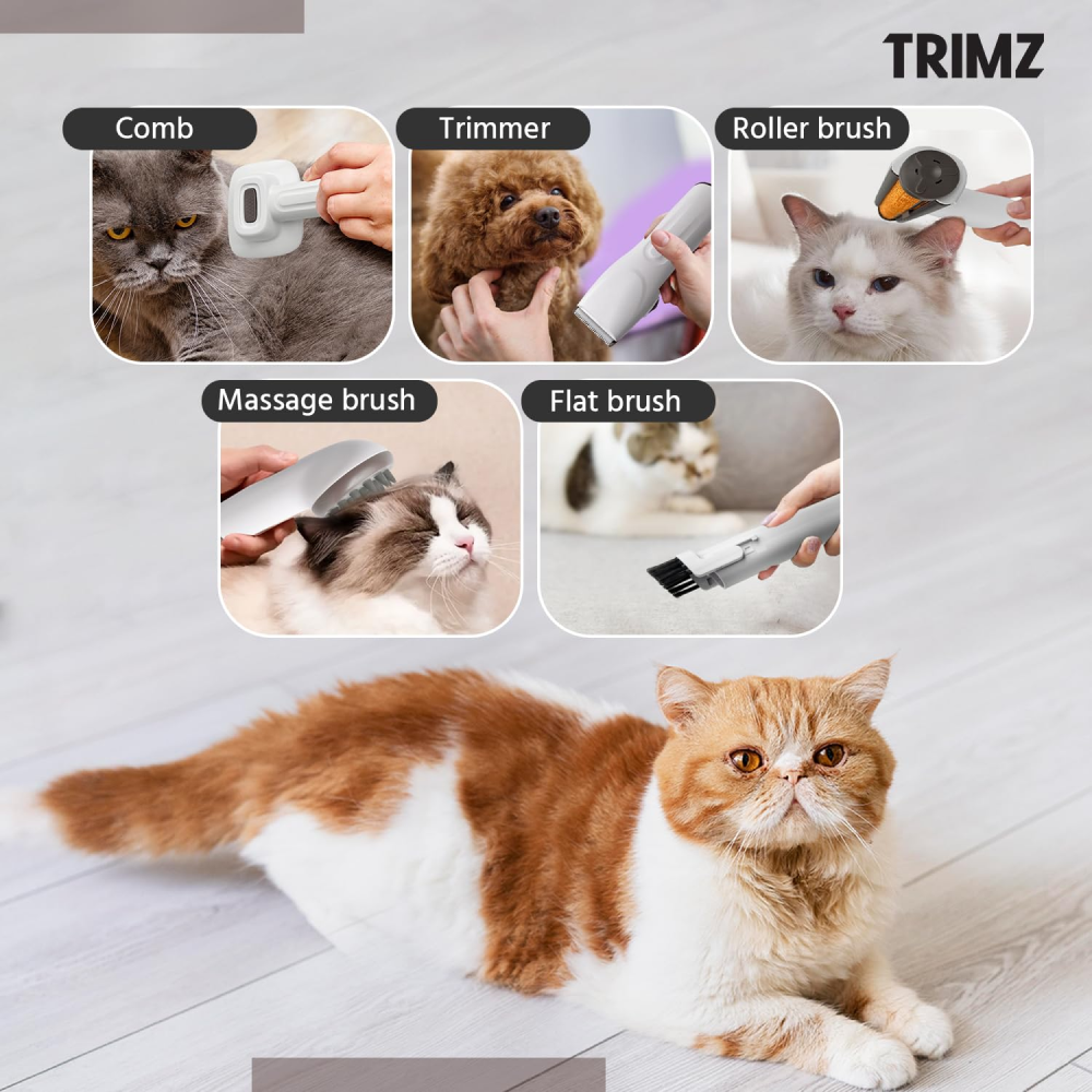 Trimz Pet Grooming Kit & Vacuum Suction for Dogs and Cats Sample Supertails