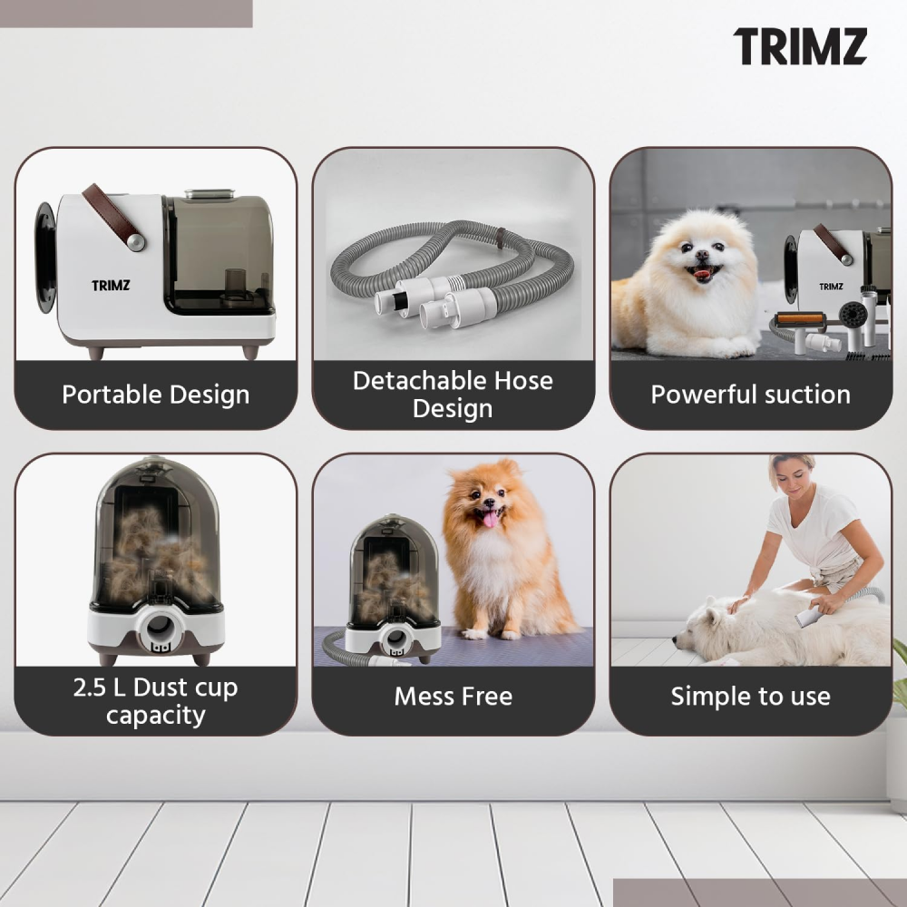 Trimz Pet Grooming Kit & Vacuum Suction for Dogs and Cats Sample Supertails