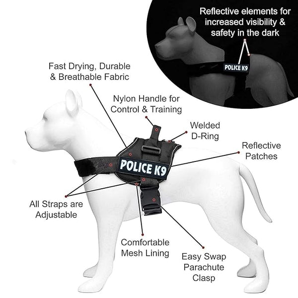 Skatrs Police K9 Harness for Dogs (Red)
