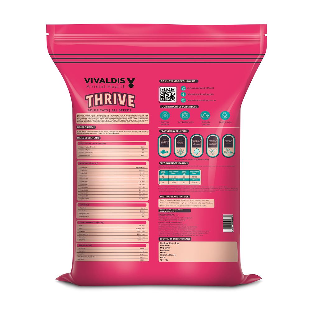 Bark Out Loud Thrive Tuna Flavour Adult Cat Dry Food Cats- Dry food Bark Out Loud