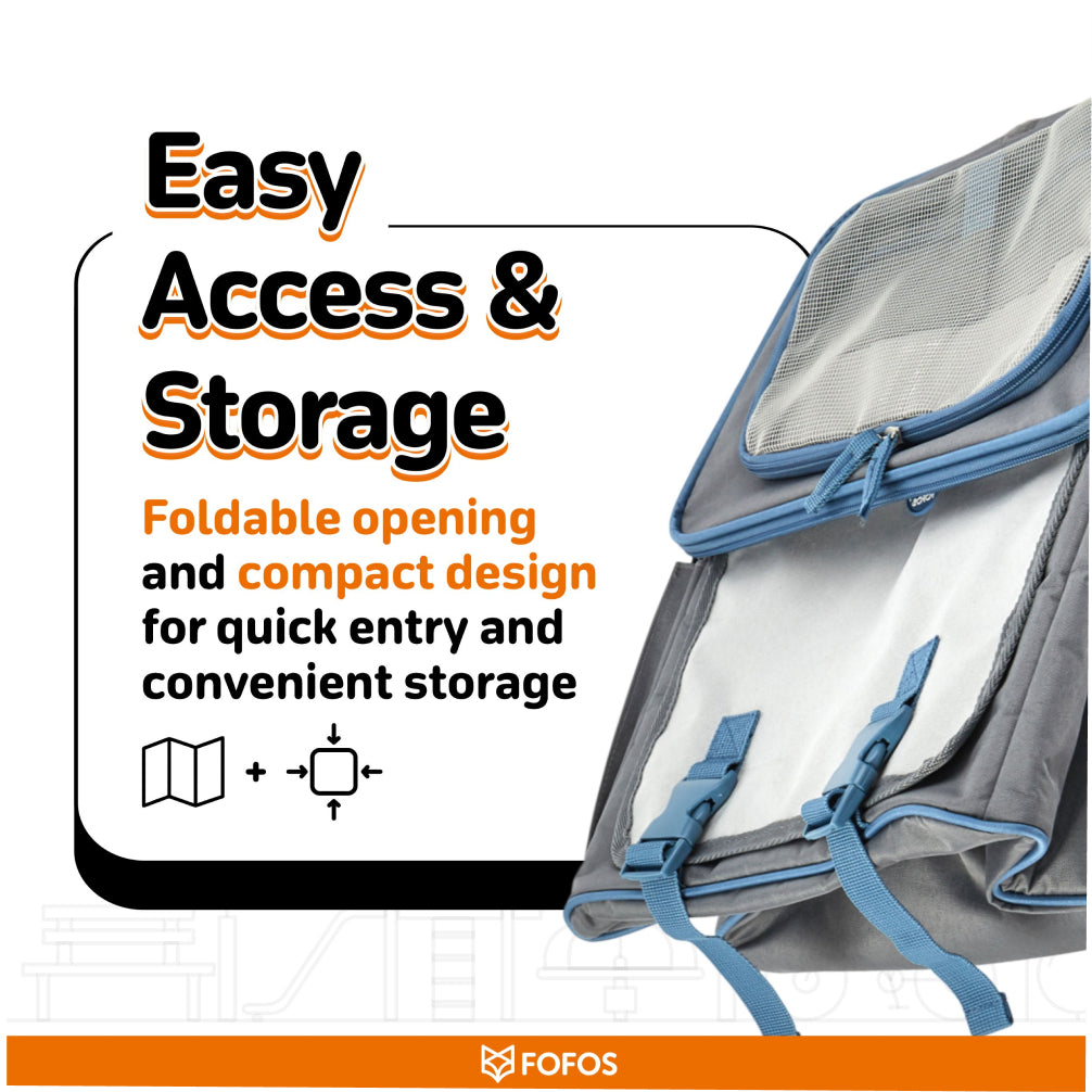 Fofos Backpack Carrier for Dogs and Cats (Grey/Blue) Both-Bedding, Mats & Travel Supplies FOFOS