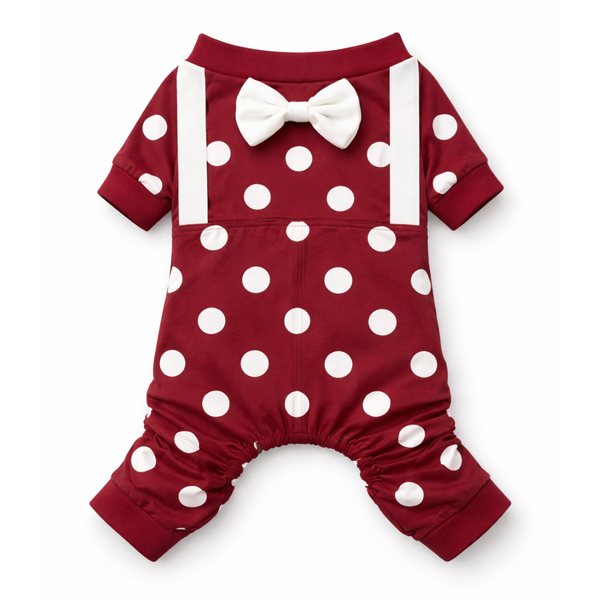 Pawgypets Polka Onesie Tshirt for Dogs (Maroon)
