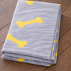 Talking Dog Club Bone Print Viscose Blanket for Dogs (Grey and Yellow Bone) Both-Bedding, Mats & Travel Supplies Talking Dog Club Dropship