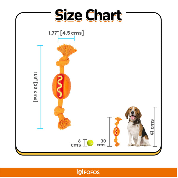 Fofos Hot Dog Shaped Chew Rope Toy for Dogs