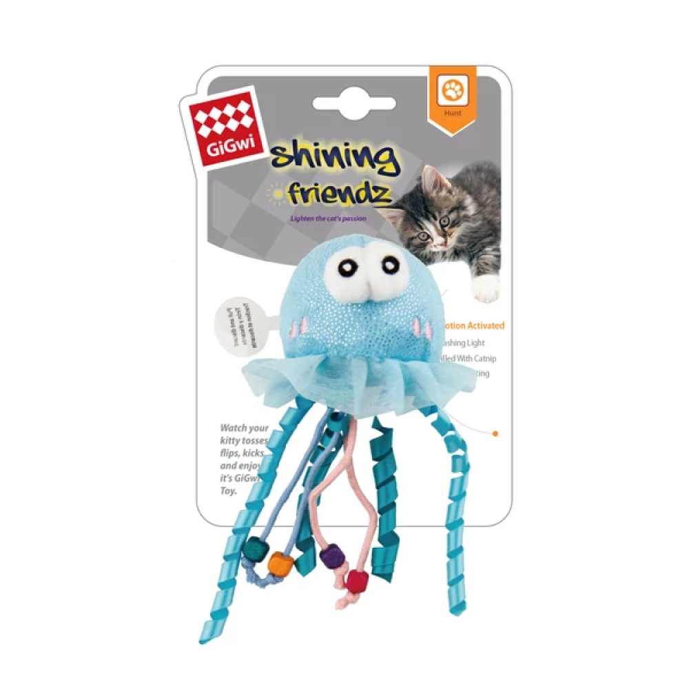 GiGwi Shinning Friends Jellyfish with LED light and Catnip inside Toy for Cats