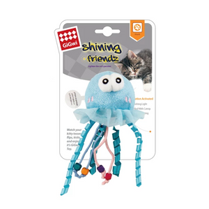 GiGwi Shinning Friends Jellyfish with LED light and Catnip inside Toy for Cats (Blue)