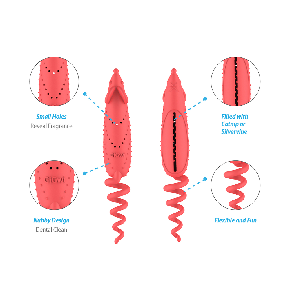 GiGwi Roll Tailed Mouse Toy for Cats (Pink) Cats-Toys GiGwi