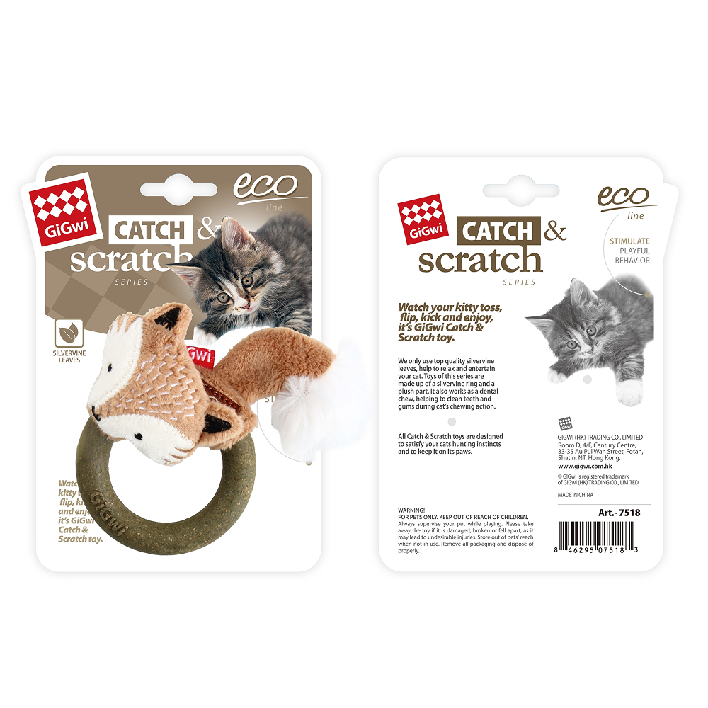GiGwi Catch and Scratch Eco Line Fox Toy for Cats Cats-Toys GiGwi