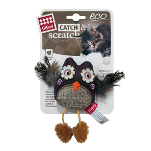 GiGwi Owl Catch & Scratch Eco Line with Silvervine Leaves and Leatherette for Cats