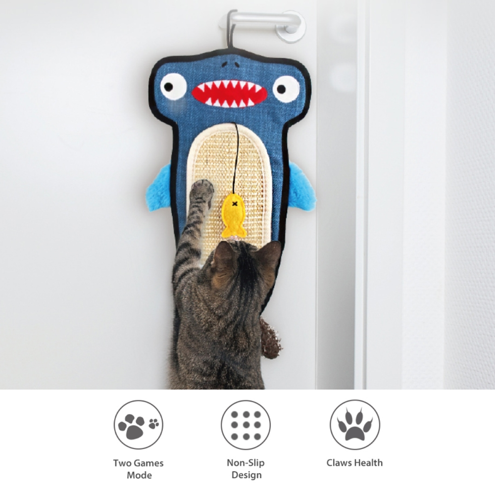 GiGwi Cat Scratcher with Catnip Alligator Toy for Cats (Blue) Cats-Toys GiGwi