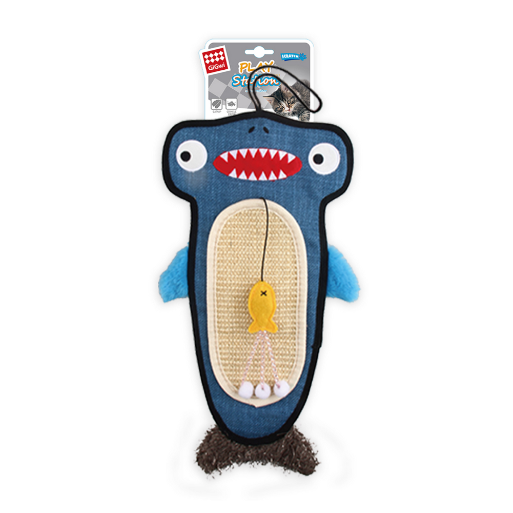 GiGwi Cat Scratcher with Catnip Alligator Toy for Cats (Blue) Cats-Toys GiGwi